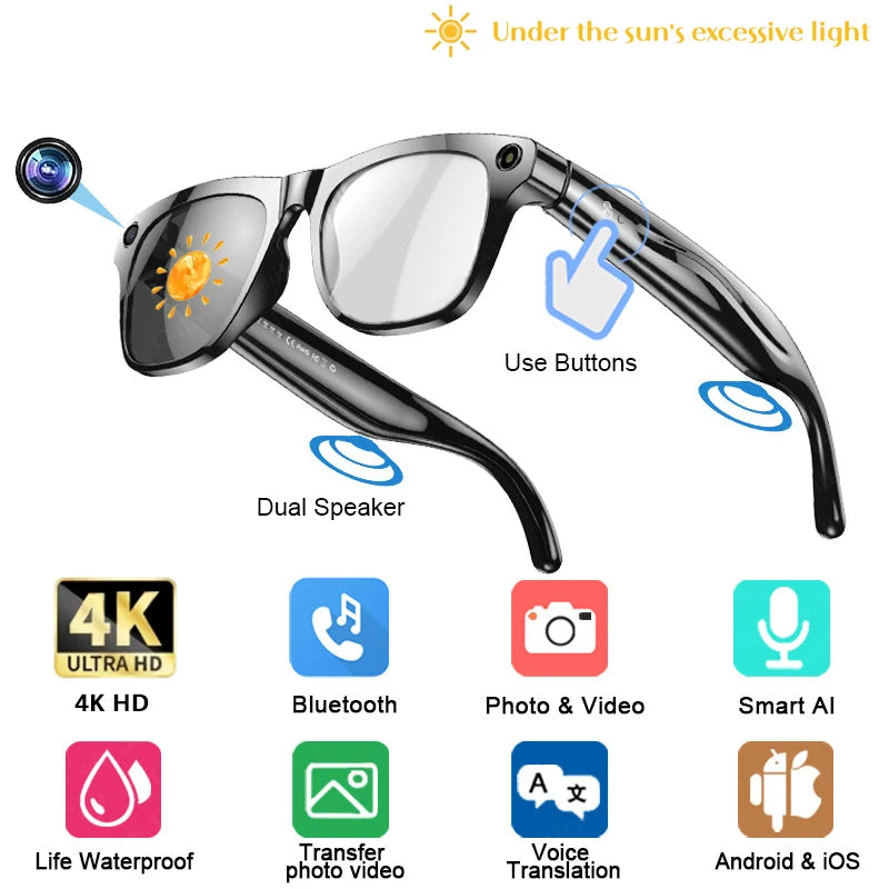Multifunctional 4K AI Smart Glasses